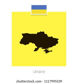 Ukraine map design with flag and yellow background vector