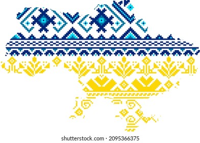 Ukraine map of ukraine embroidered pattern