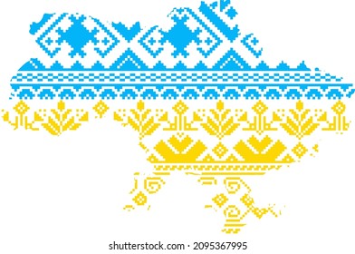 Ukraine map of ukraine embroidered pattern