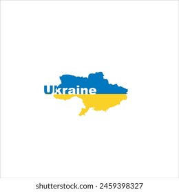 Mapa de Ucrania y diseño de color de la bandera sobre fondo gris