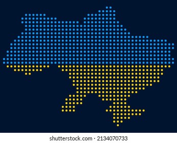 Ukraine map. Flag Incorporated Into the Map of Ukraine. Pixel map of Ukraine. Dotted map of Ukraine Vector illustration. Eps 10.