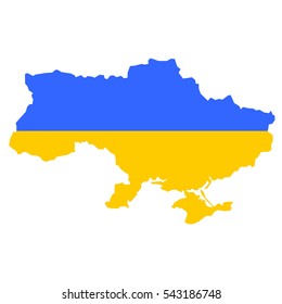 Ukraine map and flag in white background