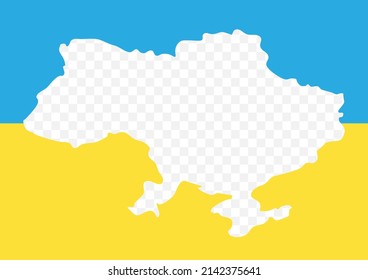 Ukraine map frame Ukrainian maps framework. Map of Ukraine in the colors of the national flag. Ukraine map drawn Ukrainian maps on background. A real Ukrainian map. Transparent territory of Ukraine.