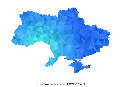 ukraine map in geometric blue polygonal style modern design on white background. Vector illustration.map in geometric blue polygonal style modern design on white background. Vector illustration.