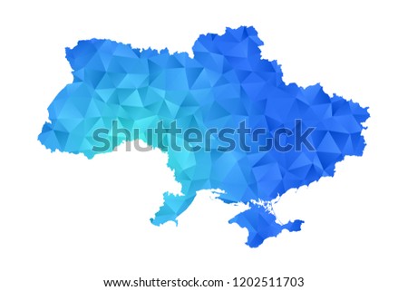 ukraine map in geometric blue polygonal style modern design on white background. Vector illustration.map in geometric blue polygonal style modern design on white background. Vector illustration.