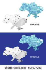 Ukraine map in geometric polygonal style. UAE Abstract gems triangle.