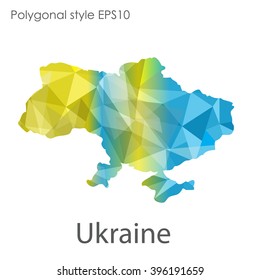 Ukraine map in geometric polygonal style.Abstract gems triangle,modern design background.