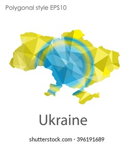 Ukraine map in geometric polygonal style.Abstract gems triangle,modern design background.