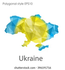 Ukraine map in geometric polygonal style.Abstract gems triangle,modern design background.