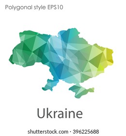 Ukraine map in geometric polygonal style.Abstract triangle,modern design background.
