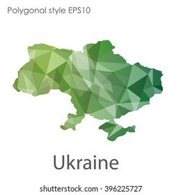 Ukraine map in geometric polygonal style.Abstract triangle,modern design background.