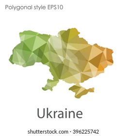 Ukraine map in geometric polygonal style.Abstract triangle,modern design background.