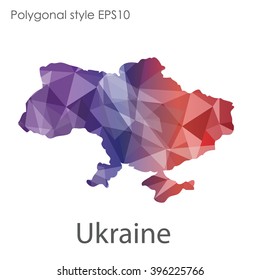 Ukraine map in geometric polygonal style.Abstract triangle,modern design background.