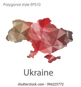 Ukraine map in geometric polygonal style.Abstract triangle,modern design background.