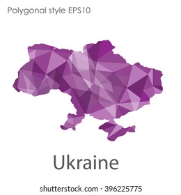 Ukraine map in geometric polygonal style.Abstract triangle,modern design background.