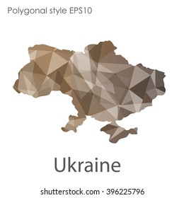 Ukraine map in geometric polygonal style.Abstract triangle,modern design background.