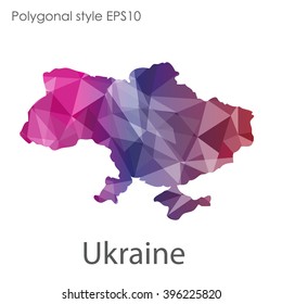 Ukraine map in geometric polygonal style.Abstract triangle,modern design background.