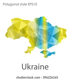 Ukraine map in geometric polygonal style.Abstract triangle,modern design background.
