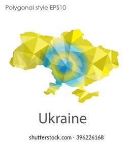 Ukraine map in geometric polygonal style.Abstract triangle,modern design background.
