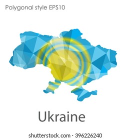 Ukraine map in geometric polygonal style.Abstract triangle,modern design background.