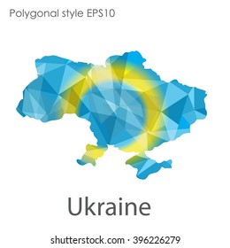 Ukraine map in geometric polygonal style.Abstract triangle,modern design background.