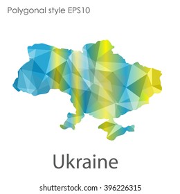 Ukraine map in geometric polygonal style.Abstract triangle,modern design background.
