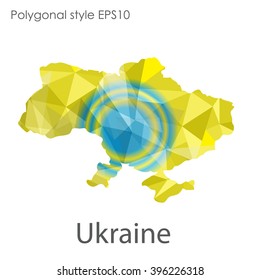 Ukraine map in geometric polygonal style.Abstract triangle,modern design background.