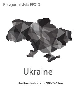 Ukraine map in geometric polygonal style.Abstract triangle,modern design background.