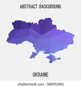 Ukraine map in geometric polygonal,mosaic style.Abstract tessellation,modern design background,low poly. Vector illustration.