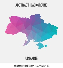 Ukraine map in geometric polygonal,mosaic style.Abstract tessellation,modern design background,low poly. Vector illustration.