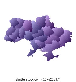 Ukraine map in a geometric style with a violet color scheme. Vector illustration of the country's outline.