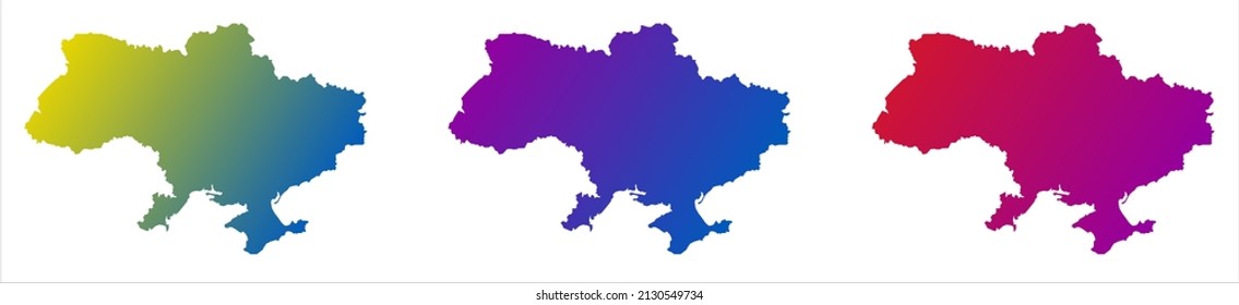 Ukraine map gradient silhouette. Ukrainian country vector illustrations, various colors