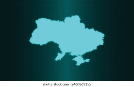 Mapa de Ucrania con estilo de Tecnología de circuito verde.
