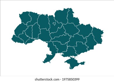 Ukraine Map Green Color on White Backgound