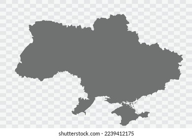Ukraine Map grey Color on White no demarcation line Background  Png