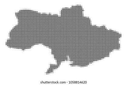 Ukraine Map halftone vector pictogram. Illustration style is dotted iconic Ukraine Map symbol on a white background. Halftone pattern is circle items.