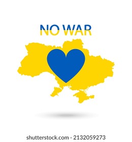 Ukraine map with heart icon. Vector Illustration.