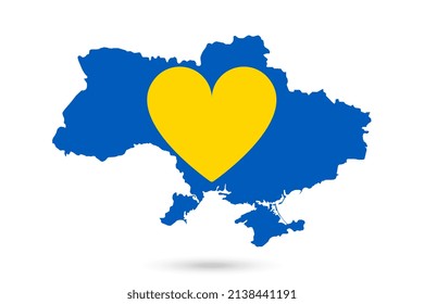 Ukraine map with heart icon. Vector Illustration.