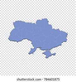 Ukraine map - High detailed blue map of Ukraine. Ukraine map isolated on transparent background.