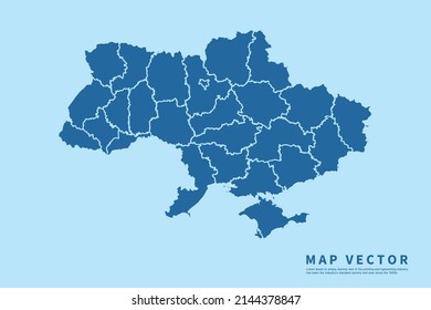 Ukraine Karte hoch detailliert auf blauem Hintergrund. Abstraktes Design, Vektorgrafik eps10