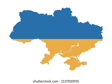Icono de mapa de Ucrania con su bandera.