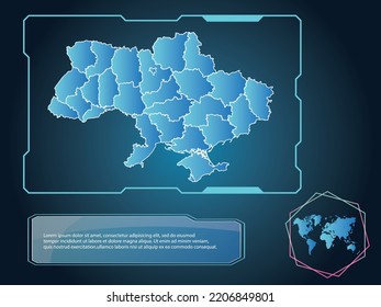 Ukraine Map infographic technology blue Color element collection background
