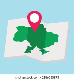 mapa de ucrania con marca de Kiev
