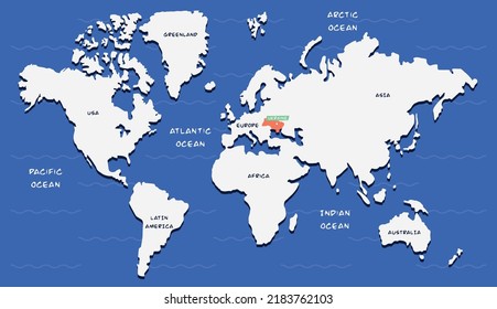 Ukraine Map Location Vector Illustration