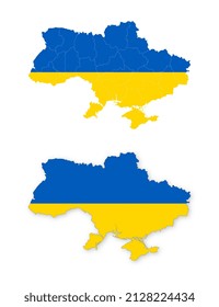 Ukraine map and national flag. Legal territory of Ukraine. Vector illustration.
