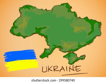 Ukraine Map and National Flag Vector