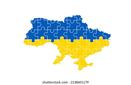 Ukraine map national yellow-blue colors flag puzzle