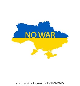 Ukraine map with NO WAR word. Vector Illustration.