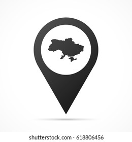 Ukraine Map on location pin. Map pointer isolated on a white background.
Conceptual vector illustration.