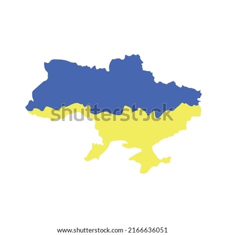 Ukraine map on white background. Blue and yellow conceptual idea. Support for the country during the occupation. Stop war. Support Ukraine. Russian aggression and military attack.